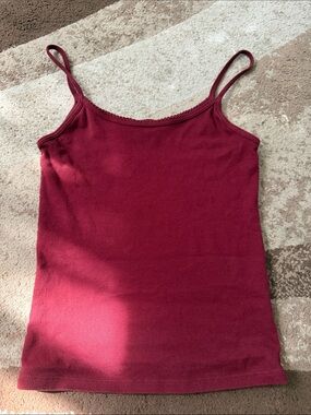 Brandy Melville Wine Red Ribbed Spaghetti Strap Tank